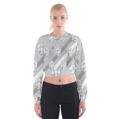 Strip-gray Cropped Sweatshirt by nateshop
