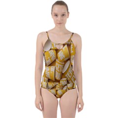Yellow-cups Cut Out Top Tankini Set by nateshop