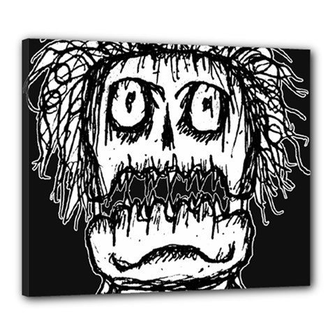 The Fear Of Terror: Black And White Illustration Canvas 24  X 20  (stretched) by dflcprintsclothing