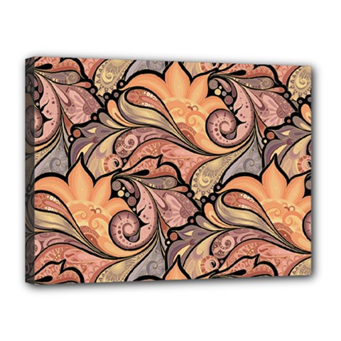 Colorful Background Artwork Pattern Floral Patterns Retro Paisley Canvas 16  X 12  (stretched)