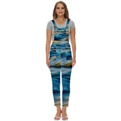 Waves Wave Water Blue Sea Ocean Abstract Women s Pinafore Overalls Jumpsuit by Salman4z