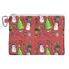 Santa Snowman Gift Holiday Christmas Cartoon Canvas Cosmetic Bag (xl) by Ravend