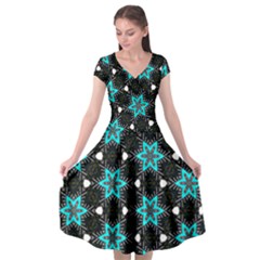 Pattern Design Scrapbooking Colorful Stars Cap Sleeve Wrap Front Dress