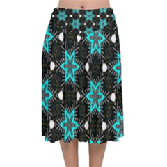 Pattern Design Scrapbooking Colorful Stars Velvet Flared Midi Skirt