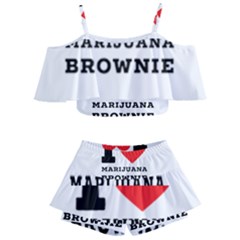 I Love Marijuana Brownie Kids  Off Shoulder Skirt Bikini by ilovewhateva