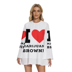 I Love Marijuana Brownie Round Neck Long Sleeve Bohemian Style Chiffon Mini Dress by ilovewhateva