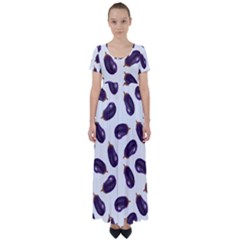 Eggplant High Waist Short Sleeve Maxi Dress by SychEva
