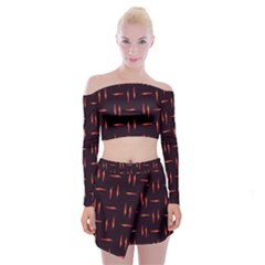 Hot Peppers Off Shoulder Top With Mini Skirt Set by SychEva