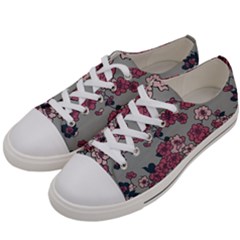 Traditional Cherry Blossom On A Gray Background Men s Low Top Canvas Sneakers by Kiyoshi88