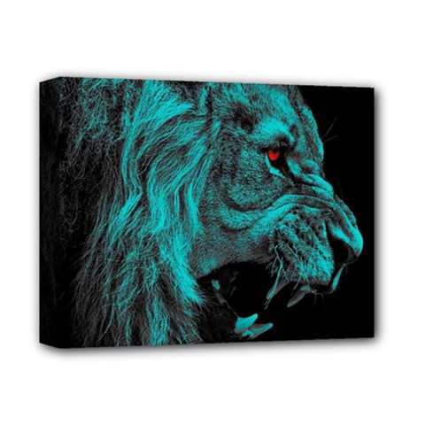 Angry Male Lion Predator Carnivore Deluxe Canvas 14  X 11  (stretched)