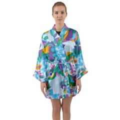 Pattern Hotdogtrap Long Sleeve Satin Kimono by Salman4z