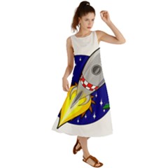 Rocket Ship Launch Vehicle Moon Summer Maxi Dress by Salman4z