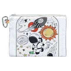Astronaut Drawing Planet Canvas Cosmetic Bag (xl) by Salman4z