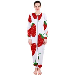 Seamless Pattern Fresh Strawberry Onepiece Jumpsuit (ladies) by Salman4z