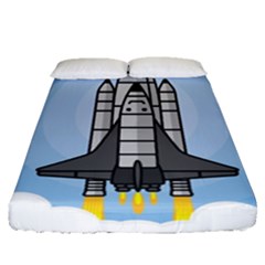Rocket Shuttle Spaceship Science Fitted Sheet (queen Size) by Salman4z