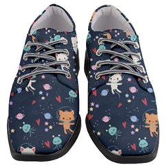 Cute Astronaut Cat With Star Galaxy Elements Seamless Pattern Women Heeled Oxford Shoes by Salman4z
