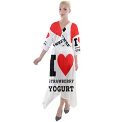 I Love Strawberry Yogurt Quarter Sleeve Wrap Front Maxi Dress by ilovewhateva