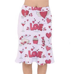 Hand Drawn Valentines Day Element Collection Short Mermaid Skirt by Salman4z