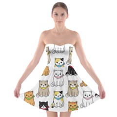 Cat Kitten Seamless Pattern Strapless Bra Top Dress by Salman4z