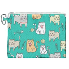 Seamless-pattern-cute-cat-cartoon-with-hand-drawn-style Canvas Cosmetic Bag (xxl) by Salman4z