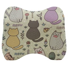 Funny Cartoon Cats Seamless Pattern Velour Head Support Cushion by Salman4z