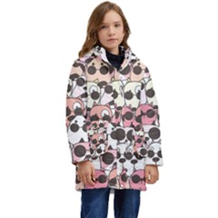 Cute-dog-seamless-pattern-background Kids  Hooded Longline Puffer Jacket by Salman4z