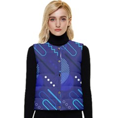 Classic-blue-background-abstract-style Women s Short Button Up Puffer Vest by Salman4z