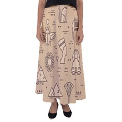 Egyptian-seamless-pattern-symbols-landmarks-signs-egypt Flared Maxi Skirt by Salman4z