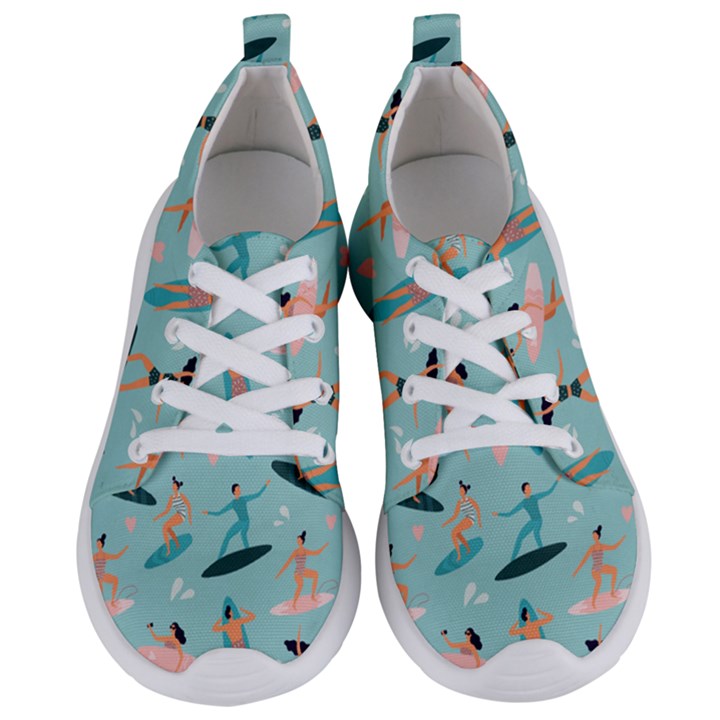 Beach-surfing-surfers-with-surfboards-surfer-rides-wave-summer-outdoors-surfboards-seamless-pattern- Women s Lightweight Sports Shoes