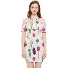 Vegetable Shoulder Frill Bodycon Summer Dress by SychEva