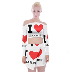 I Love Tiramisu Off Shoulder Top With Mini Skirt Set by ilovewhateva
