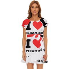 I Love Tiramisu Puff Sleeve Frill Dress by ilovewhateva