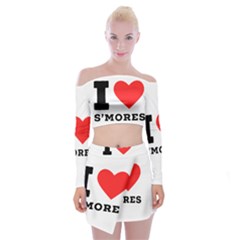 I Love S’mores  Off Shoulder Top With Mini Skirt Set by ilovewhateva
