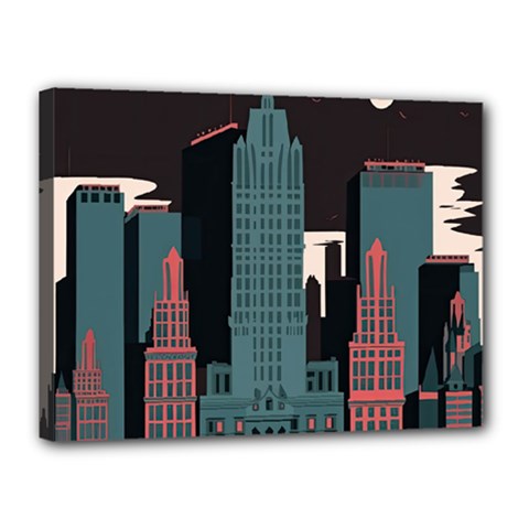 New York City Nyc Skyline Cityscape Canvas 16  X 12  (stretched) by Ravend