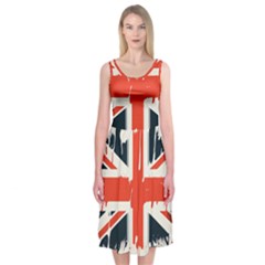 Union Jack England Uk United Kingdom London Midi Sleeveless Dress by Ravend