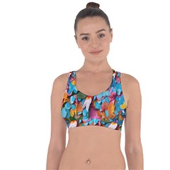 Confetti Tropical Ocean Themed Background Abstract Cross String Back Sports Bra by Ravend