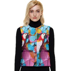 Confetti Tropical Ocean Themed Background Abstract Women s Short Button Up Puffer Vest