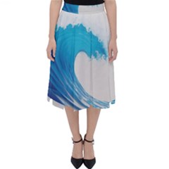 Wave Tsunami Tidal Wave Ocean Sea Water Classic Midi Skirt by Ravend