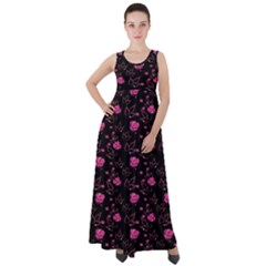 Pink Glowing Flowers Empire Waist Velour Maxi Dress by Sparkle