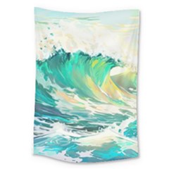 Waves Ocean Sea Tsunami Nautical Painting Large Tapestry by Ravend