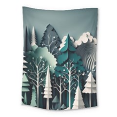 Forest Papercraft Trees Background Medium Tapestry