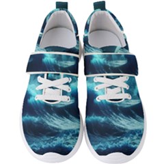 Moonlight High Tide Storm Tsunami Waves Ocean Sea Men s Velcro Strap Shoes