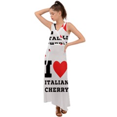 I Love Italian Cherry V-neck Chiffon Maxi Dress by ilovewhateva