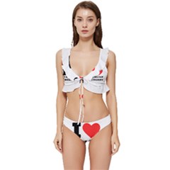 I Love Italian Cherry Low Cut Ruffle Edge Bikini Set by ilovewhateva