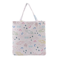 Spaceship Pattern Star Grocery Tote Bag by danenraven