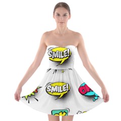 Set-colorful-comic-speech-bubbles Strapless Bra Top Dress by Salman4z