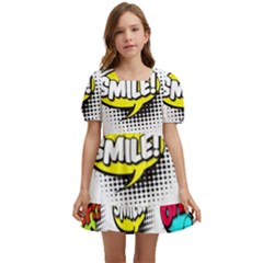 Set-colorful-comic-speech-bubbles Kids  Short Sleeve Dolly Dress by Salman4z