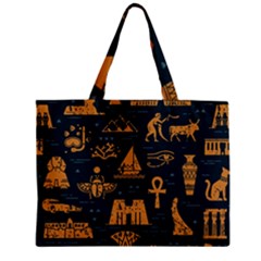 Dark-seamless-pattern-symbols-landmarks-signs-egypt Zipper Mini Tote Bag by Salman4z
