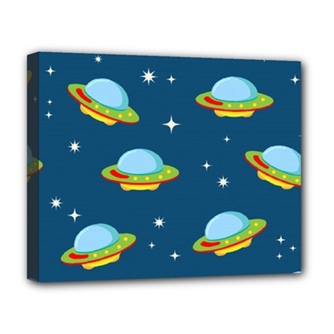 Seamless-pattern-ufo-with-star-space-galaxy-background Deluxe Canvas 20  X 16  (stretched) by Salman4z