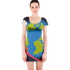 Spaceship-design Short Sleeve Bodycon Dress by Salman4z